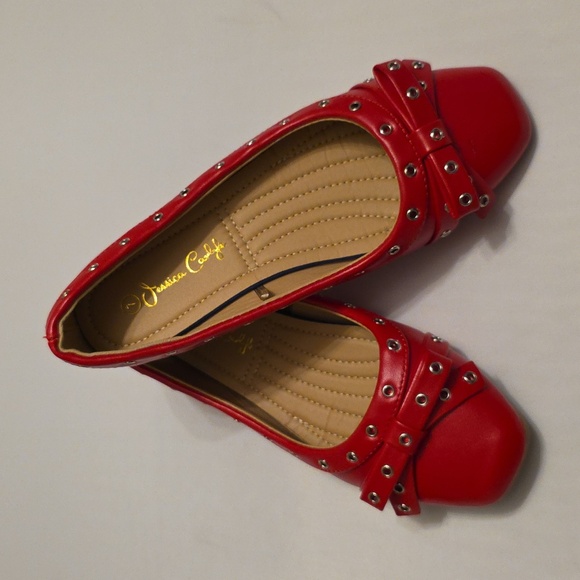 BRAND NEW JESSICA CARLYLE BOW-STUDDED DETAIL FAUX LEATHER BALLET FLATS - Picture 12 of 16